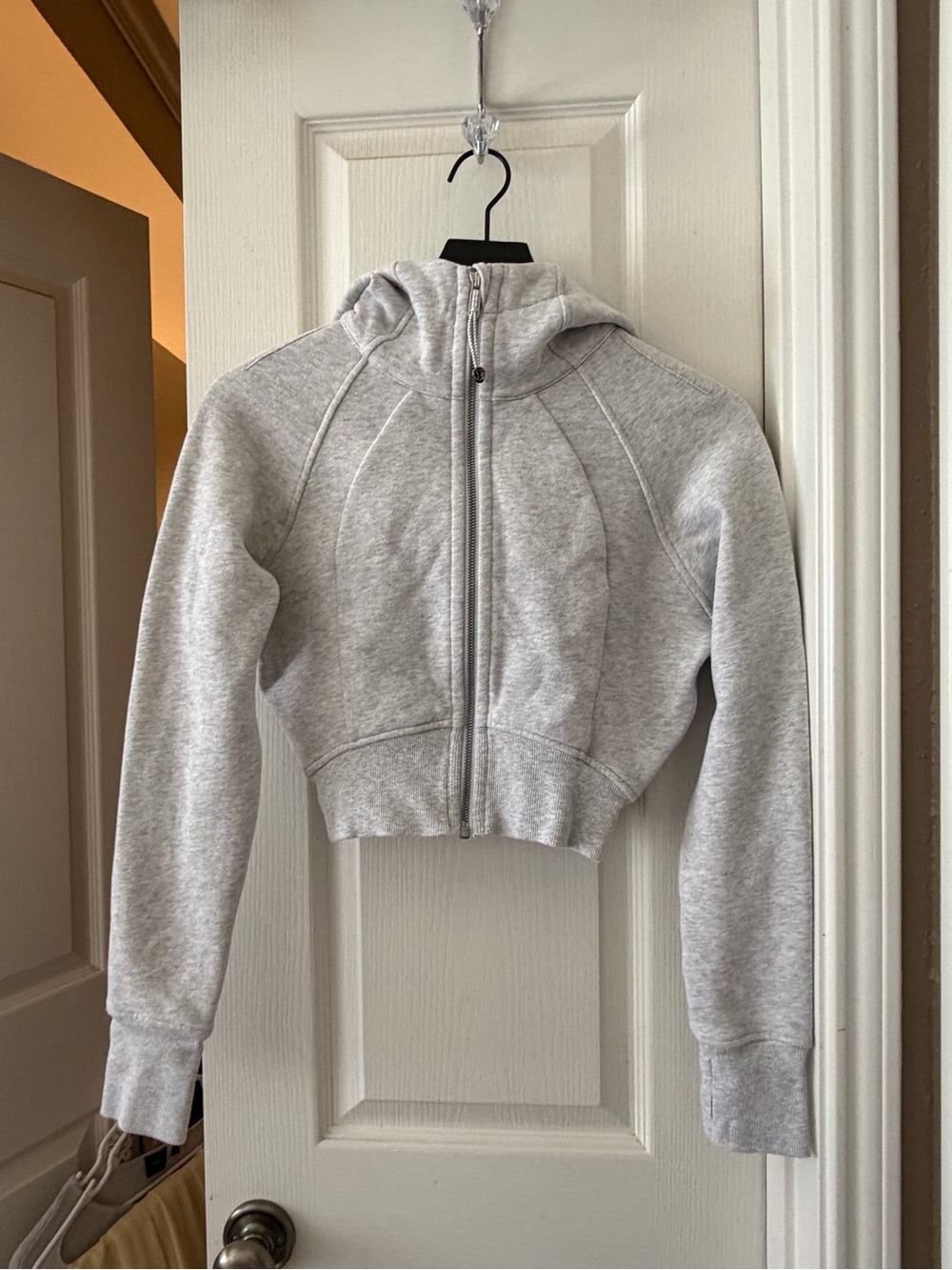 Lululemon Light Gray Cropped Zip Hoodie